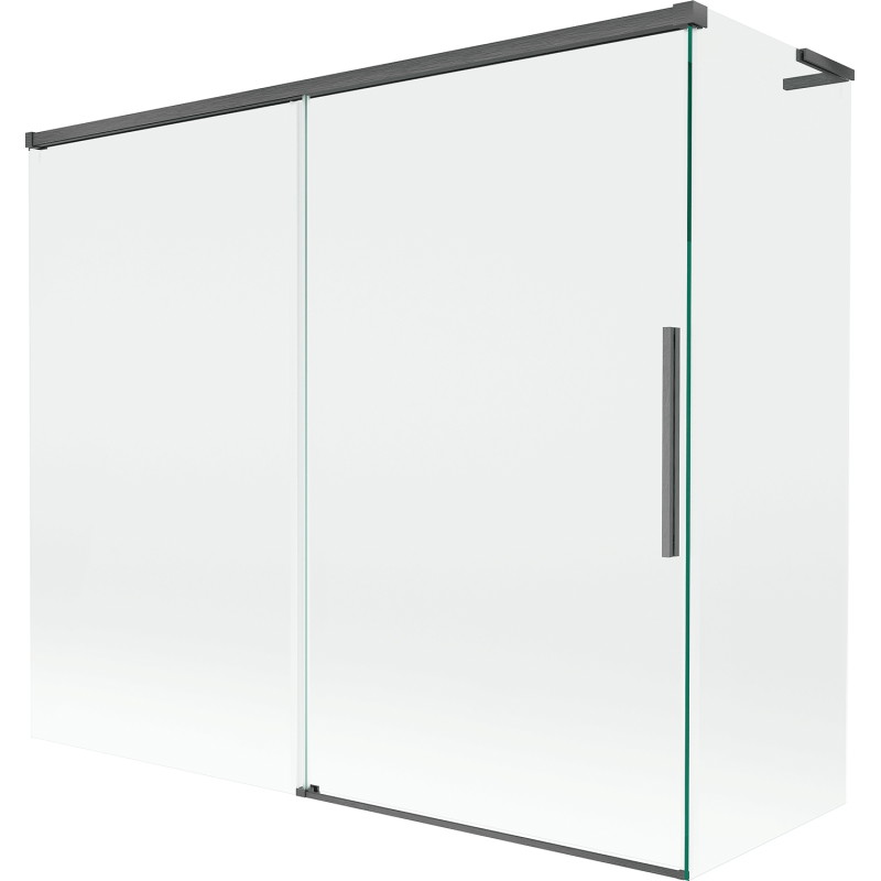 Mexen Rox L paravan de cadă, cu două aripi, extensibil, 180 + 90 x 150 cm, transparent, gri gun periat - 8C9L-180-090-66-00