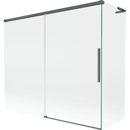 Mexen Rox L paravan de cadă, cu două aripi, extensibil, 180 + 90 x 150 cm, transparent, gri gun periat - 8C9L-180-090-66-00