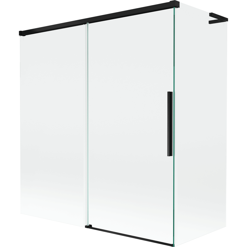 Mexen Rox L 2-paneles toló fürdőszoba paraván 150 + 70 x 150 cm, átlátszó, fekete - 8C9L-150-070-70-00