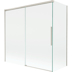 Mexen Rox 2-szárnyú, csúsztatható fürdőkád paraván 160 + 75 x 150 cm, átlátszó, kefélt nikkel - 8C9-160-075-97-00