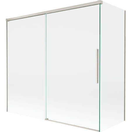 Mexen Rox 2-szárnyú, tolóajtós kádparaván 170 + 75 x 150 cm, átlátszó, kefézett nikkel - 8C9-170-075-97-00