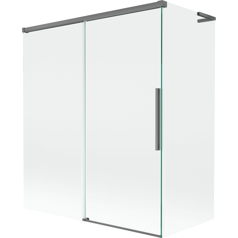 Mexen Rox L 2-szárnyú, tolható, 140 + 70 x 150 cm-es kádparaván, átlátszó, gun metal - 8C9L-140-070-95-00