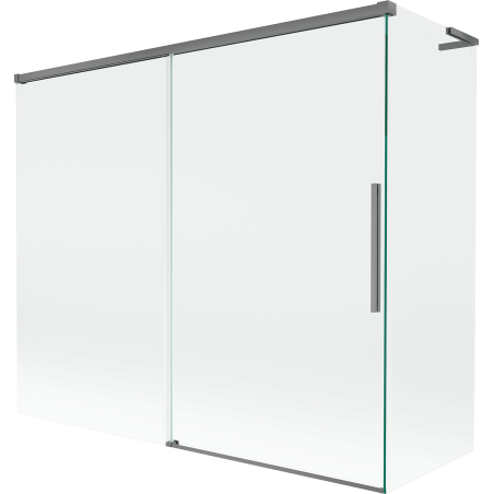 Mexen Rox L 2-szárnyas kádparaván, tolóajtós, 180 + 90 x 150 cm, átlátszó, gun metal - 8C9L-180-090-95-00