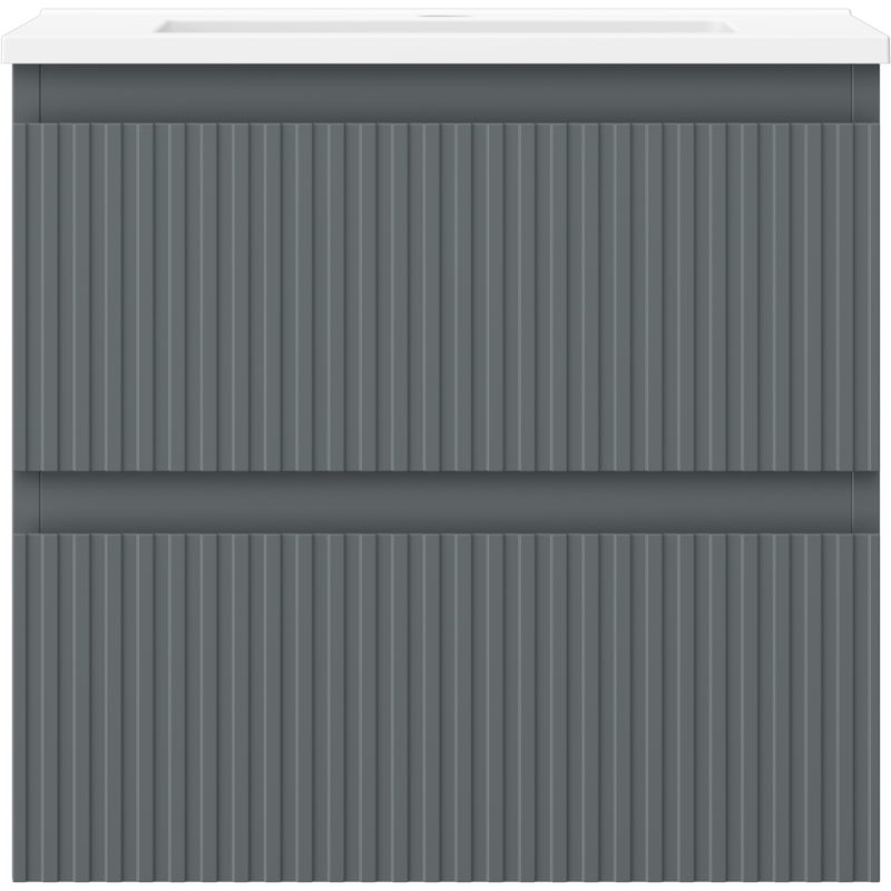 Mexen Rivel fürdőszobai szekrény 50 cm Otis mosdóval, 2 fiók, bordázott, grafit matt/fehér matt - 91A20-05047-2-BFF66-W18M01