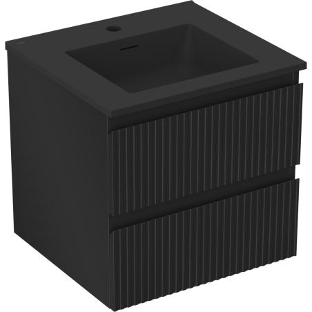 Mexen Rivel dulap baie 50 cm cu lavoar Otis, 2 sertare, riflat, negru mat - 91A20-05047-2-BFF71-W18M71