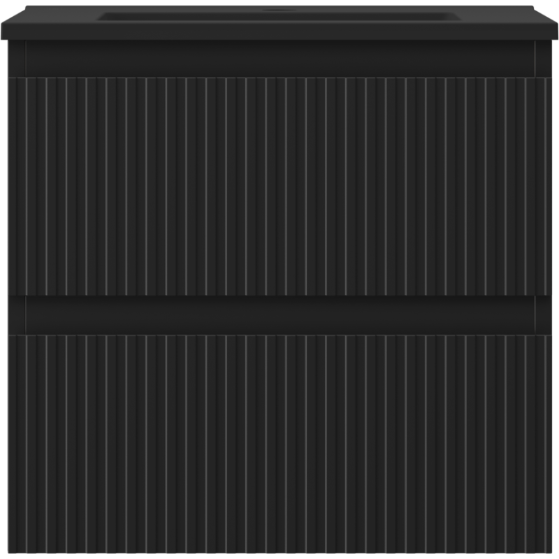 Mexen Rivel dulap baie 50 cm cu lavoar Otis, 2 sertare, canelată, negru mat - 91A20-05047-2-BFF71-W18M71