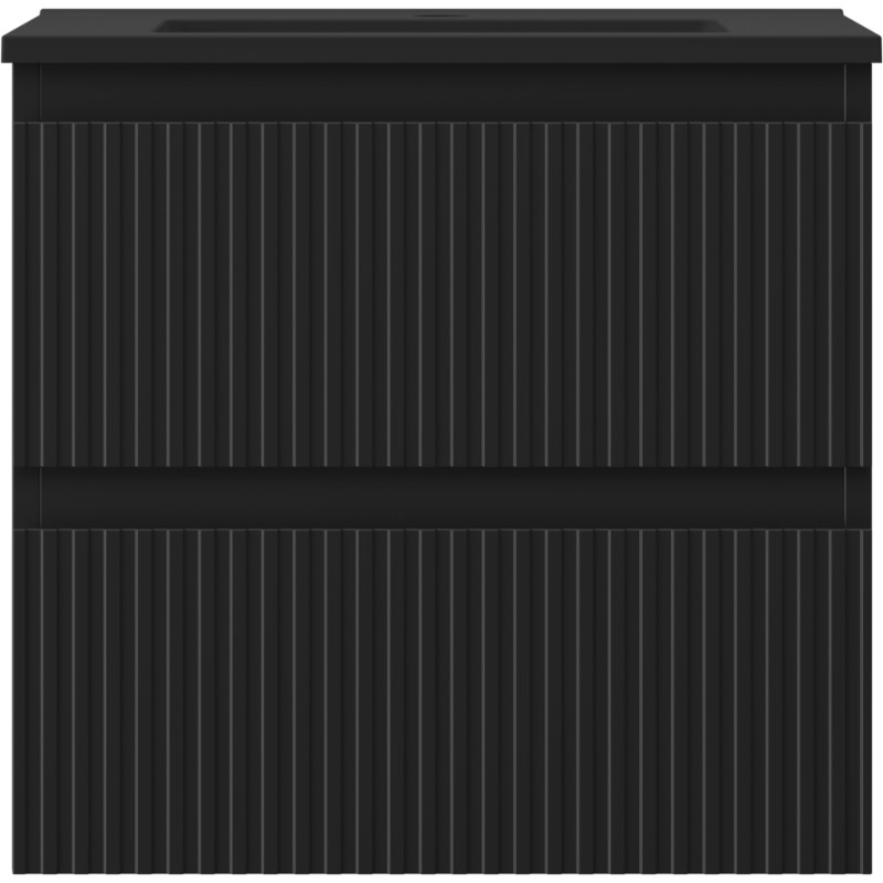 Mexen Rivel dulap baie 50 cm cu lavoar Otis, 2 sertare, fațetat, negru mat - 91A20-05047-2-BFF71-W18M71