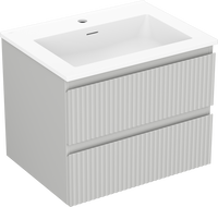 Mexen Rivel dulap baie 60 cm cu lavoar Otis, 2 sertare, canelat, gri mat/alb mat - 91A20-06047-2-BFF62-W18M01