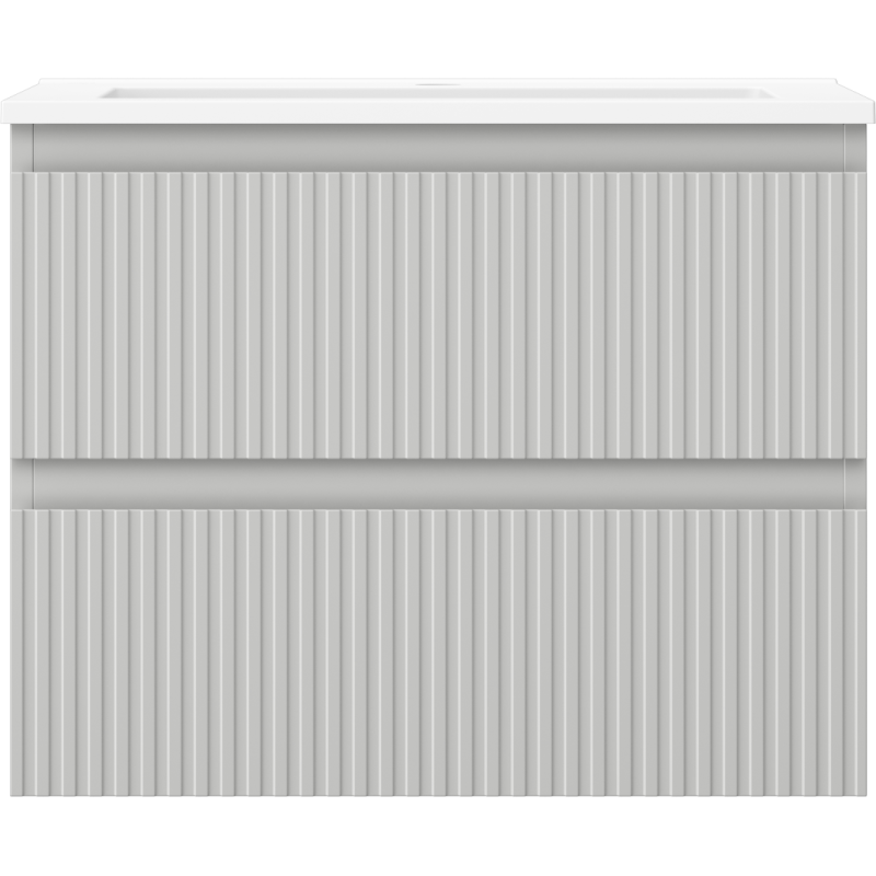 Mexen Rivel fürdőszobaszekrény 60 cm Otis mosdóval, 2 fiókos, bordázott, szürke matt/fehér matt - 91A20-06047-2-BFF62-W18M01