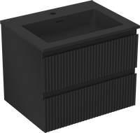 Mexen Rivel dulap baie 60 cm cu chiuvetă Otis, 2 sertare, canelat, negru mat - 91A20-06047-2-BFF71-W18M71