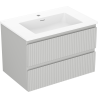 Mexen Rivel dulap baie 70 cm cu lavoar Otis, 2 sertare, canelat, gri mat/alb mat - 91A20-07047-2-BFF62-W18M01