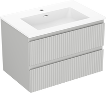 Mexen Rivel 70 cm-es fürdőszobaszekrény Otis mosdóval, 2 fiók, bordázott, szürke matt/fehér matt - 91A20-07047-2-BFF62-W18M01