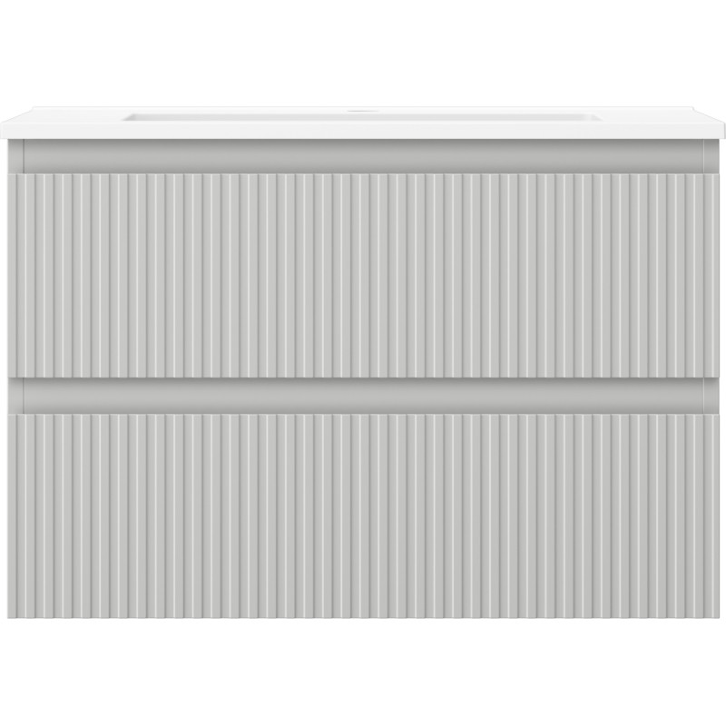 Mexen Rivel dulap baie 70 cm cu lavoar Otis, 2 sertare, cu nervuri, gri mat/ alb mat - 91A20-07047-2-BFF62-W18M01