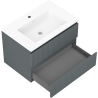 Mexen Rivel dulap de baie 70 cm cu lavoar Otis, 2 sertare, cu riflaje, grafit mat/alb mat - 91A20-07047-2-BFF66-W18M0