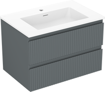 Mexen Rivel dulap de baie 70 cm cu lavoar Otis, 2 sertare, cu riflaje, grafit mat/alb mat - 91A20-07047-2-BFF66-W18M0