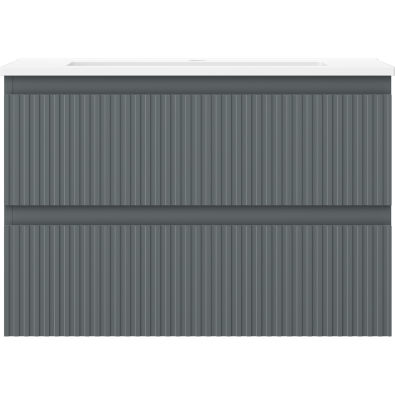 Mexen Rivel 70 cm-es fürdőszobai szekrény mosdóval Otis, 2 fiók, bordázott, grafit matt/fehér matt -