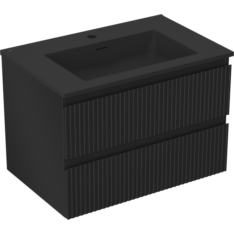 Mexen Rivel dulap baie 70 cm cu lavoar Otis, 2 sertare, fațetat, negru mat - 91A20-07047-2-BFF71-W18M71