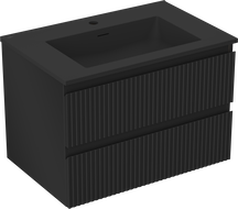 Mexen Rivel dulap baie 70 cm cu lavoar Otis, 2 sertare, fațetat, negru mat - 91A20-07047-2-BFF71-W18M71