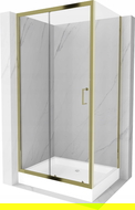 Mexen Apia cabină de duș glisantă 100 x 80 cm, transparent, auriu + cadă de duș Rio - 840-100-080-50-00-4510
