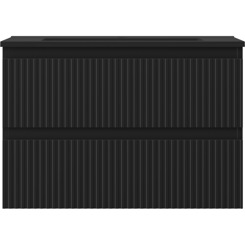 Mexen Rivel dulap baie 70 cm cu lavoar Otis, 2 sertare, fațetat, negru mat - 91A20-07047-2-BFF71-W18M71