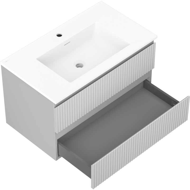 Mexen Rivel dulap baie 80 cm cu lavoar Otis, 2 sertare, profilată, gri mat/alb mat - 91A20-08047-2-BFF62-W18M01
