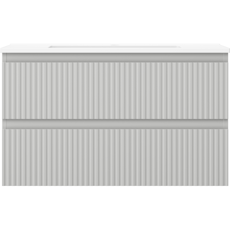 Mexen Rivel dulap de baie 80 cm cu lavoar Otis, 2 sertare, canelat, gri mat/alb mat - 91A20-08047-2-BFF62-W18M01