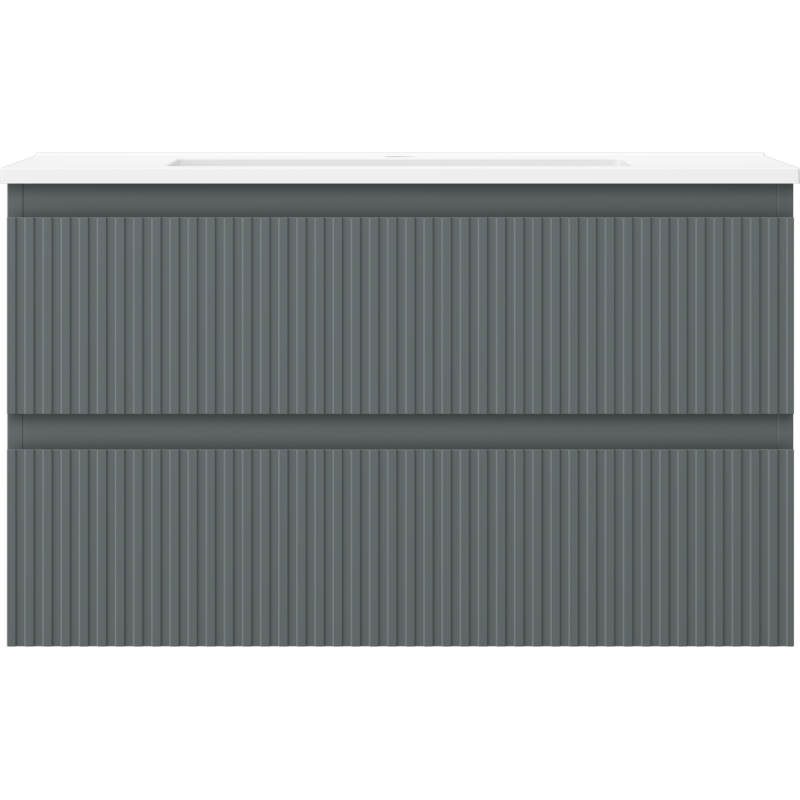 Mexen Rivel dulap baie 80 cm cu lavoar Otis, 2 sertare, canelată, grafit mat/alb mat - 91A20-08047-2-BFF66-W18M0