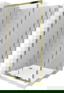 Mexen Apia cabină de duș glisantă 90 x 90 cm, transparentă, aurie + recepție Flat, alb - 840-090-090-50-00-4010G