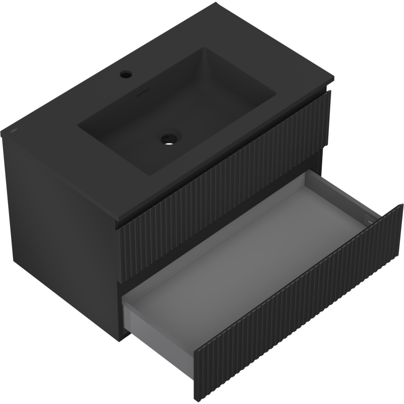 Mexen Rivel dulap baie 80 cm cu lavoar Otis, 2 sertare, canelat, negru mat - 91A20-08047-2-BFF71-W18M71