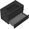 Dulap baie Mexen Rivel 80 cm cu lavoar Otis, 2 sertare, canelat, negru mat - 91A20-08047-2-BFF71-W18M71