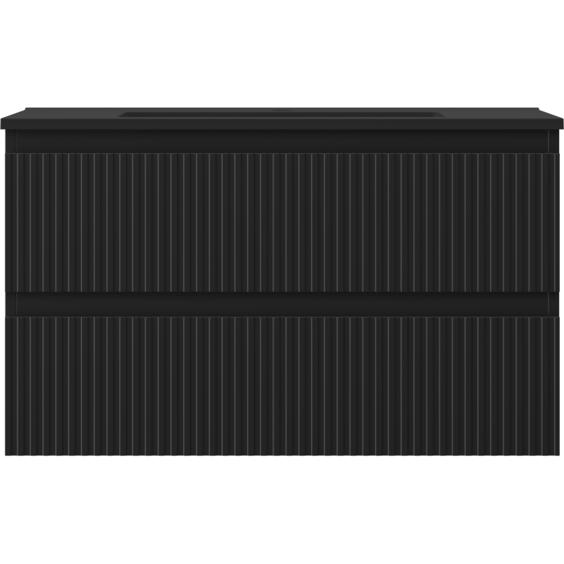 Mexen Rivel dulap baie 80 cm cu lavoar Otis, 2 sertare, canelat, negru mat - 91A20-08047-2-BFF71-W18M71