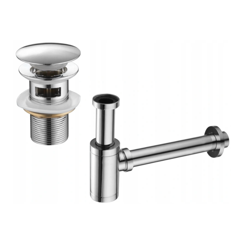Mexen sifoane jumătate pentru chiuvetă rotund cu dop click-clack, cu preaplin, crom - 7992050-00