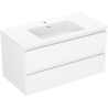 Mexen Rivel dulap de baie 90 cm cu chiuvetă Otis, 2 sertare, canelat, alb mat - 91A20-09047-2-BFF01-W18M01