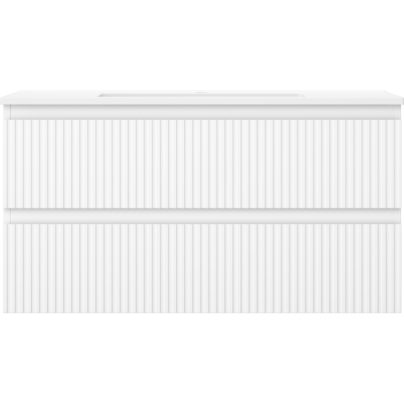 Mexen Rivel dulap baie 90 cm cu lavoar Otis, 2 sertare, canelat, alb mat - 91A20-09047-2-BFF01-W18M01