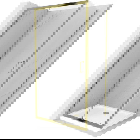 Mexen Apia cabină de duș extensibilă 100 x 80 cm, transparent, Aurie + cadă de duș Flat, Albă- 840-100-080-50-00-4010G