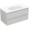 Mexen Rivel 90 cm-es fürdőszobaszekrény Otis mosdóval, 2 fiók, bordázott, szürke matt/fehér matt - 91A20-09047-2-BFF62-W18M01