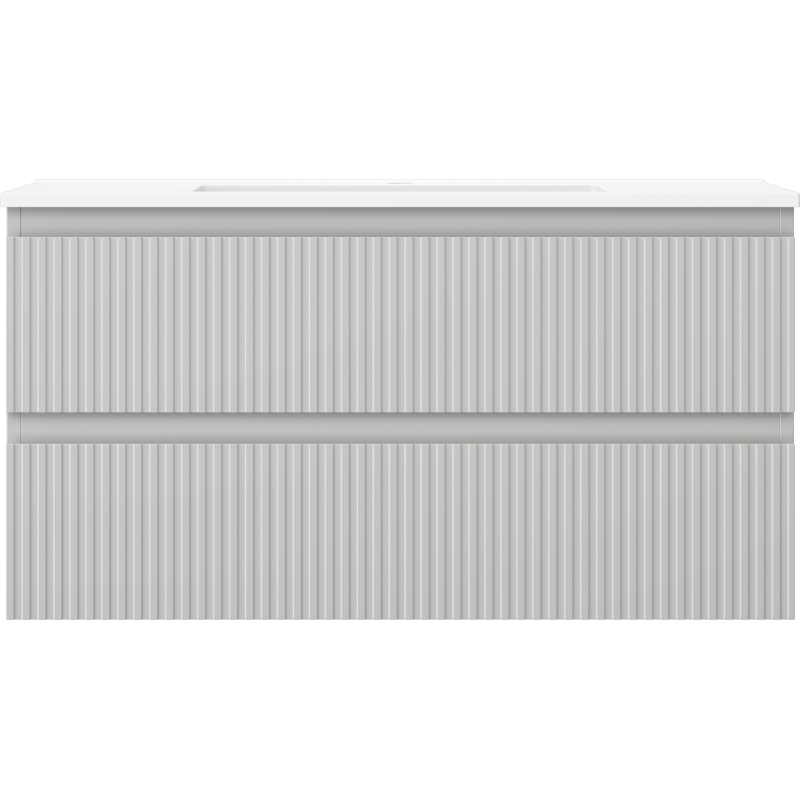 Mexen Rivel dulap de baie 90 cm cu lavoar Otis, 2 sertare, canelat, gri mat/alb mat - 91A20-09047-2-BFF62-W18M01