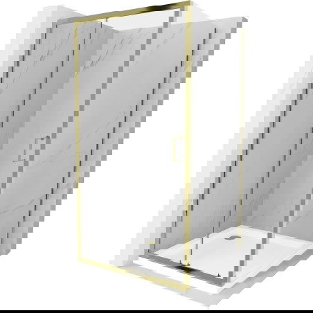 Mexen Apia cabină de duș extensibilă 100 x 100 cm, transparent, Aurie + cadă de duș Flat, Albă- 840-100-100-50-00-4010G