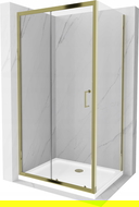 Mexen Apia cabină de duș extensibilă 110 x 80 cm, transparent, Aurie + cadă de duș Flat, Albă- 840-110-080-50-00-4010G