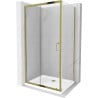 Mexen Apia cabină de duș glisantă 120 x 70 cm, transparentă, aurie + cădiță Flat, albă - 840-120-070-50-00-4010G