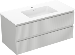 Mexen Rivel dulap baie 100 cm cu lavoar Otis, 2 sertare, cu caneluri, gri mat/alb mat - 91A20-10047-2-BFF62-W18M01