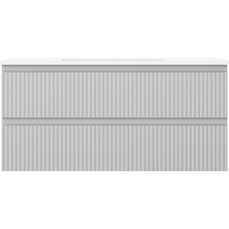 Mexen Rivel dulap de baie 100 cm cu chiuvetă Otis, 2 sertare, cu șanțuri, gri mat/alb mat - 91A20-10047-2-BFF62-W18M01