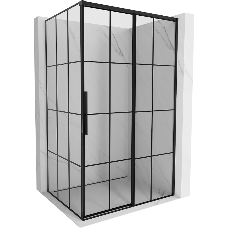 Cabină de duș glisantă dreapta Mexen Rox 140 x 120 cm, grilaj negru, negru - 8C2-140-120-70-77-P