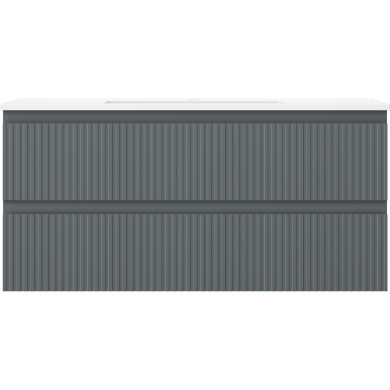 Mexen Rivel dulap de baie 100 cm cu lavoar Otis, 2 sertare, canelat, grafit mat/alb mat - 91A20-10047-2-BFF66-W18M0