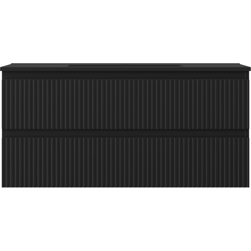 Mexen Rivel dulap baie 100 cm cu chiuvetă Otis, 2 sertare, canelat, negru mat - 91A20-10047-2-BFF71-W18M71