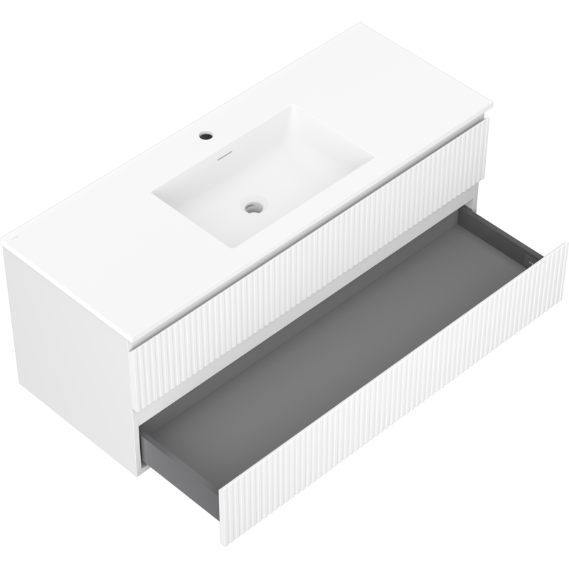 Mexen Rivel dulap baie 120 cm cu lavoar Otis, 2 sertare, finisaj striat, alb mat - 91A20-12047-2-BFF01-W18M01