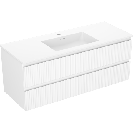 Mexen Rivel fürdőszobaszekrény 120 cm mosdóval Otis, 2 fiók, bordázott, fehér matt - 91A20-12047-2-BFF01-W18M01