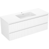Mexen Rivel fürdőszobaszekrény 120 cm mosdóval Otis, 2 fiók, bordázott, fehér matt - 91A20-12047-2-BFF01-W18M01