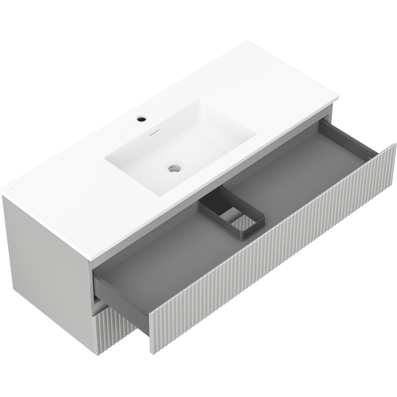 Mexen Rivel dulap baie 120 cm cu chiuvetă Otis, 2 sertare, canelată, gri mat/alb mat - 91A20-12047-2-BFF62-W18M0