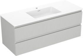 Mexen Rivel dulap baie 120 cm cu chiuvetă Otis, 2 sertare, canelată, gri mat/alb mat - 91A20-12047-2-BFF62-W18M0